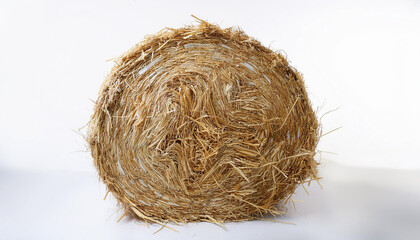 Hay bale isolated on white background.