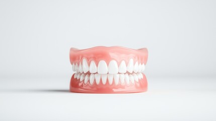 Obraz premium Dental prosthesis displayed on a white background highlighting its design and craftsmanship