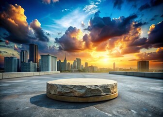 Industrial Product Showcase: Rock Podium on Construction Site