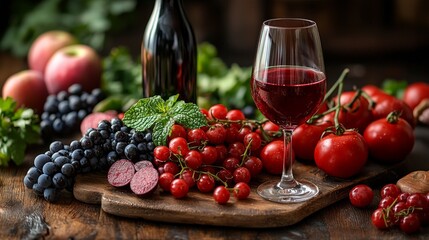 red wine and grapes