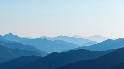 Obraz premium Perched atop a serene hill, you gaze upon majestic mountains stretching into a vast azure sky, their peaks kissed by sunlight