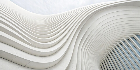 Naklejka premium Dynamic Composition of Curved Elements and Stripe Waves Showcasing Modern Design