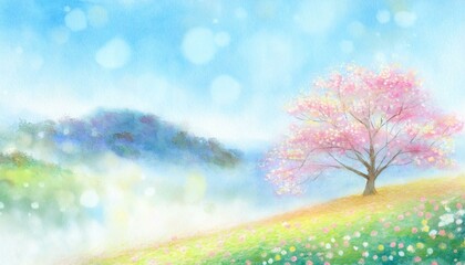 穏やかな春のイラスト風景画