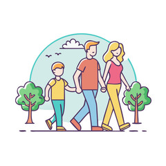 family walking in park vector icon, family walking in park vector illustration - simple illustration of family walking in park, perfect for logos family walking in park 
