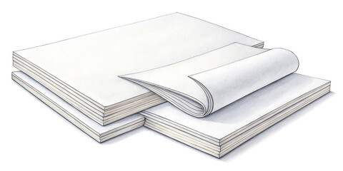 A Set of Blank White Paper Sheets Isolated on a White Background for Versatile Use