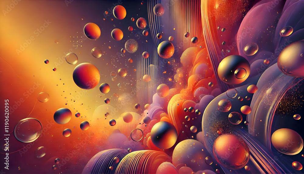Poster a dynamic abstract background featuring a gradient blend of fiery orange deep purple and soft yellow