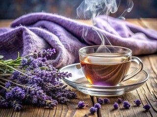 Fototapeta premium Lavender Tea and Relaxing Spa Day: Calming Aromatherapy with Herbal Infusion
