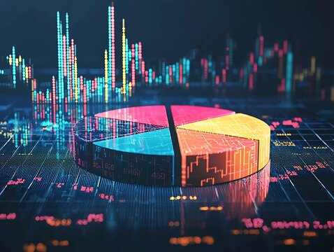 Abstract market pie chart showcasing sector shares.