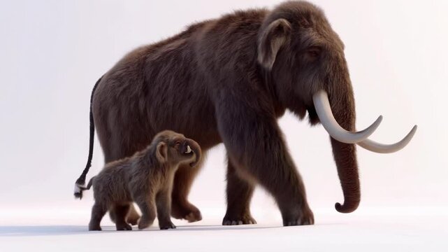 Majestic mammoth and its adorable calf a glimpse into prehistoric life and bonding