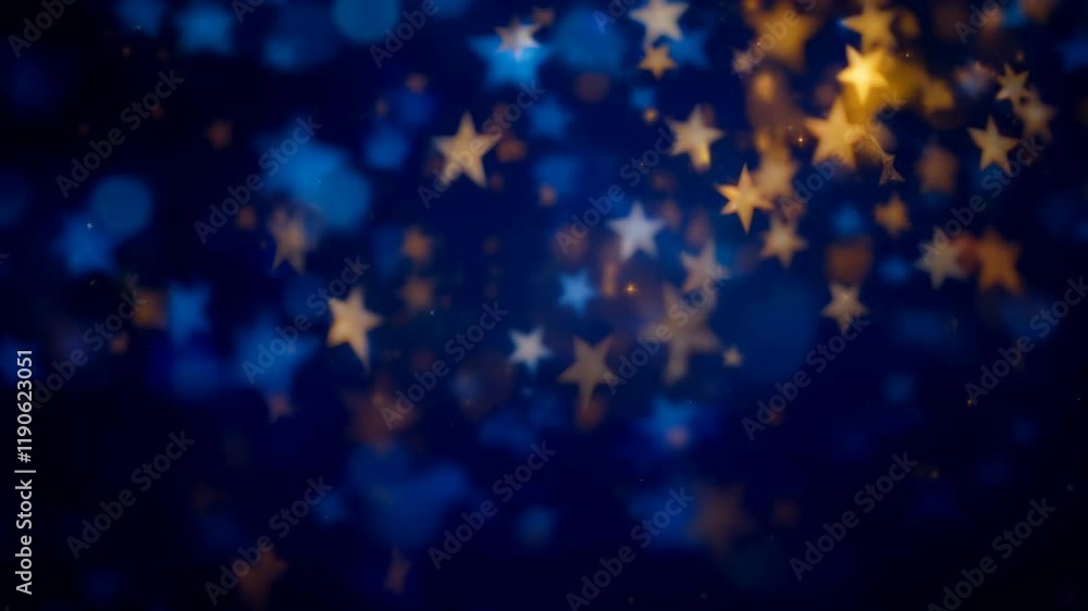 Aufkleber glowing stars transition on deep blue background with bokeh effect