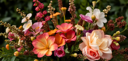 A whimsical floral arrangement featuring vibrant, sustainably sourced flowers or elegant, reusable artificial blooms, set amidst a lush greenery backdrop, with a soft.