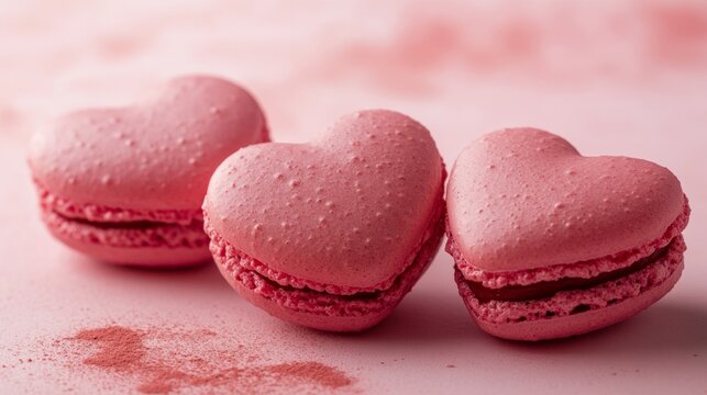 pink heart macaron pink background