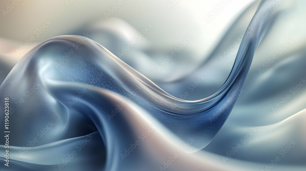 Poster abstract blue fluid form with dynamic curves and subtle texture