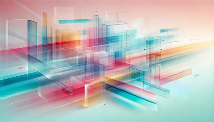 Fototapeta premium モダンな抽象幾何学デザイン - カラフルな長方形と滑らかな背景の融合