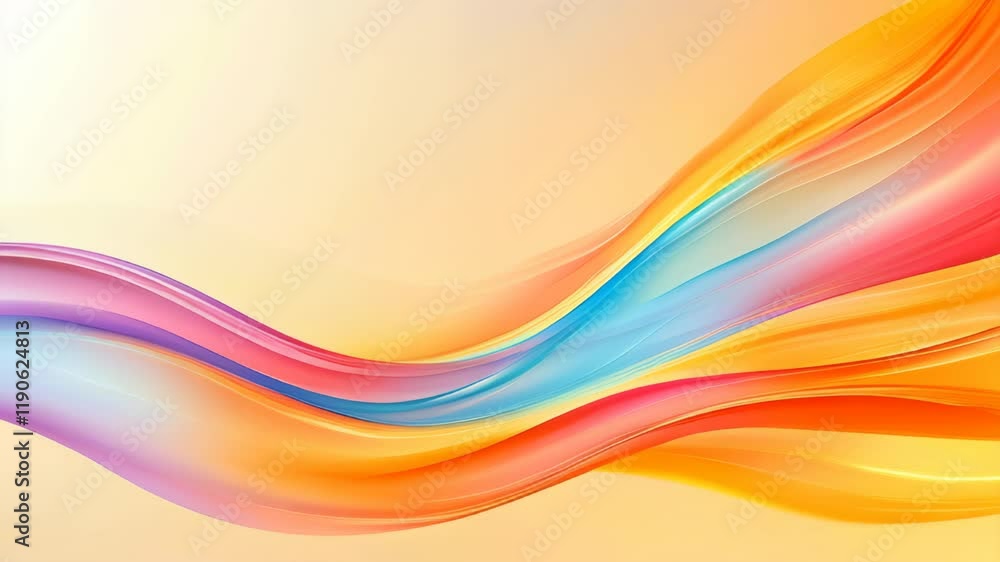 Poster colorful abstract wave pattern with vibrant hues flowing smoothly in a soft gradient