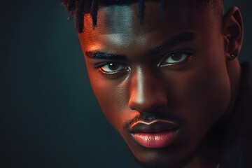 Intense Gaze  Young Black Man Portrait