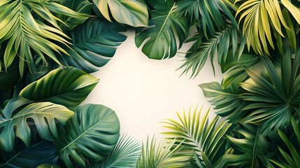 tropical palm tree and leaves