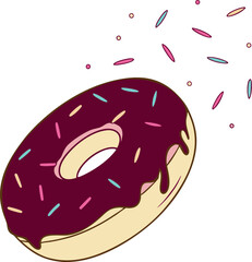 Delicious Pink Frosted Donut with Colorful Sprinkles - Flat Vector Illustration