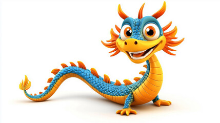 Obraz premium chinese dragon cartoon clipart on white background