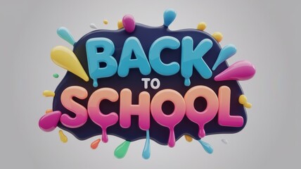3D Render Illustration of 'Back to School' in a Whimsical, Dripping, and Melting Style with Vibrant Colors Generative AI