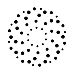 Halftone dotted speed lines circle. Geometric art in circle form. Round swirl movement symbol. Halftone circular dotted frame. Vector design element