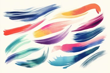A dynamic set of watercolor brush strokes in vibrant colors, layered for a modern art style