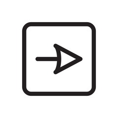 line icon Arrow pointing to the right, symbolizing forward movement, progression, or navigation.