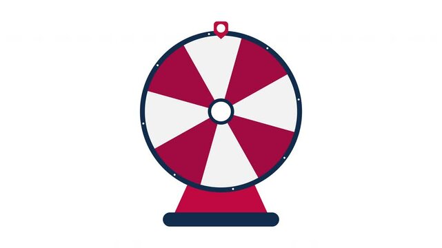 Illustration animated colour roulette spinning on wooden base with red indicator on top