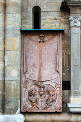 Carving on stone plates of St. Stephen's Cathedral in Vienna
