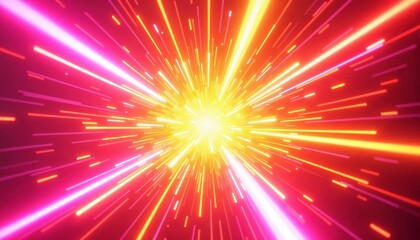 Naklejka premium Highlighter explosion background with neon streaks in pink, yellow, and orange radiating outward