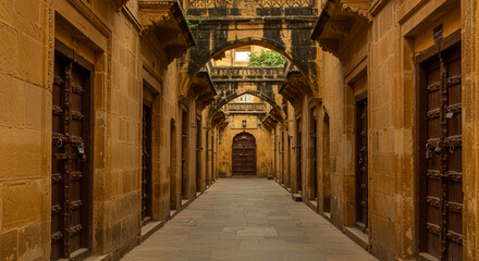Obraz premium Historic British-Era Indian Street with Colonial Charm