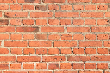 Red brick wall background. Wall texture.