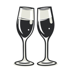champagne Glasses simple graphic logo icon