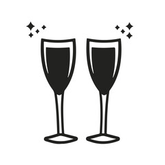 champagne Glasses simple graphic logo icon