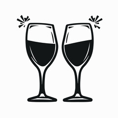 champagne Glasses simple graphic logo icon