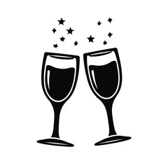 champagne Glasses simple graphic logo icon