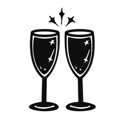 champagne Glasses simple graphic logo icon