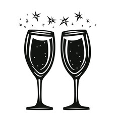 champagne Glasses simple graphic logo icon