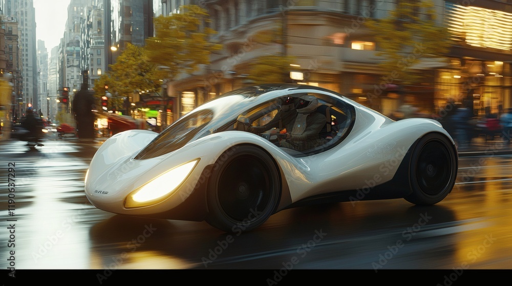 Aufkleber autonomous vehicle design focusing on streamlined exteriors for energy efficiency stock photo with s