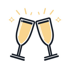 champagne Glasses simple graphic logo icon
