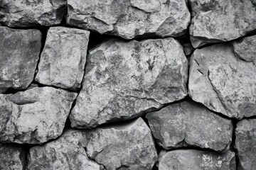 Obraz premium Monochromatic stone wall texture of varying size and irregular shapes