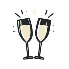 champagne Glasses simple graphic logo icon