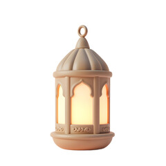 Illuminated Ramadan Lantern A Soft, Beige 3D Render