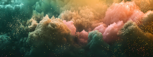 Fototapeta premium Abstract art with colorful powder explosions