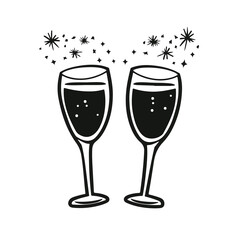 champagne Glasses simple graphic logo icon
