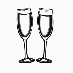 champagne Glasses simple graphic logo icon