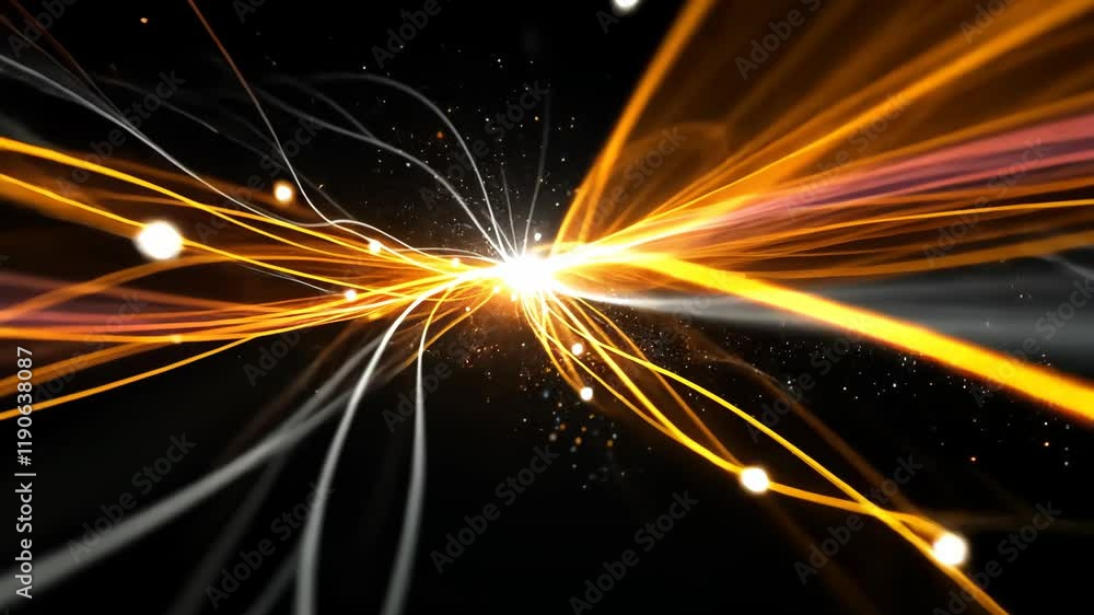 Poster dynamic abstract light trails converging in vivid motion burst