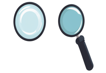 A magnifying glass icon featuring a circular lens with a diagonal handle at a 45-degree angle. Commonly used to symbolize search, zoom, or exploration in digital interfaces.PNG