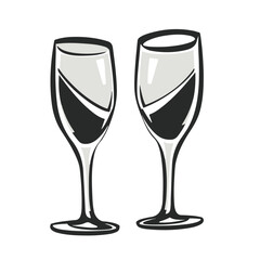 champagne Glasses simple graphic logo icon