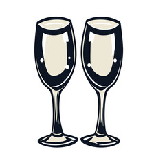 champagne Glasses simple graphic logo icon